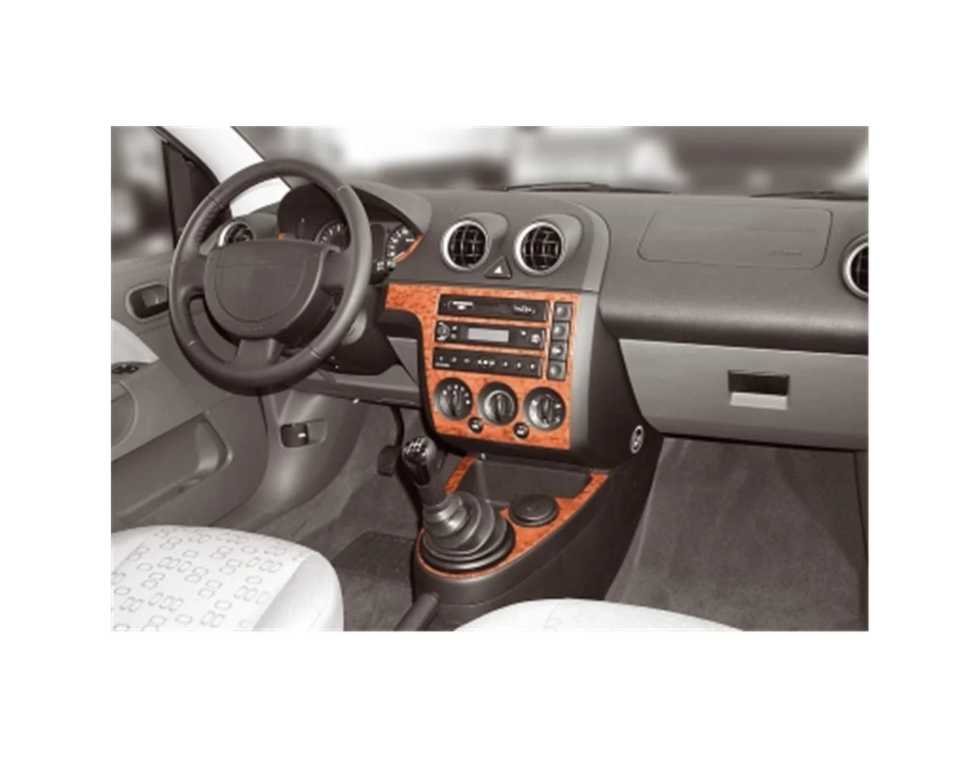 Ford Fiesta 03.02 - 08.05 Mittelkonsole Armaturendekor Cockpit Dekor 7 -Teile