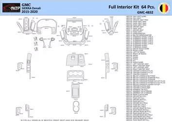 GMC Sierra 2014-2018 Mittelkonsole Armaturendekor WHZ Cockpit Dekor 64 Teilige - 1