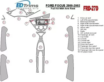 Ford Focus 2000-2002 Voll Satz, With Arm Rest, 4 Doors, 18 Parts set BD innenausstattung armaturendekor cockpit dekor - 1- Cockp