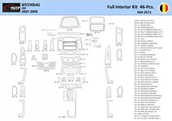 Hyundai-i30 2007-2009 Mittelkonsole Armaturendekor WHZ Cockpit Dekor 46 Teilige
