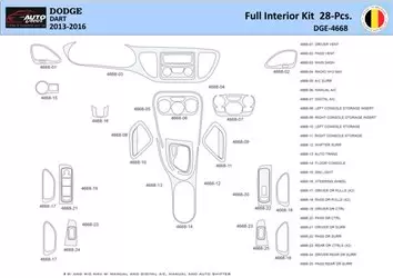 Dodge Dart PF 2012-2016 Mittelkonsole Armaturendekor WHZ Cockpit Dekor 28 Teilige