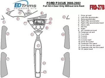 Ford Focus 2000-2002 Voll Satz, Without Armrest, 4 Doors, 18 Parts set BD innenausstattung armaturendekor cockpit dekor - 1- Coc