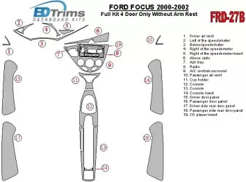 Ford Focus 2000-2002 Voll Satz, Without Armrest, 4 Doors, 18 Parts set BD innenausstattung armaturendekor cockpit dekor
