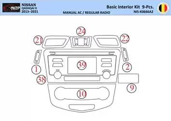 Nissan Qashqai 2018 Mittelkonsole Armaturendekor WHZ Cockpit Dekor 9 Teilige