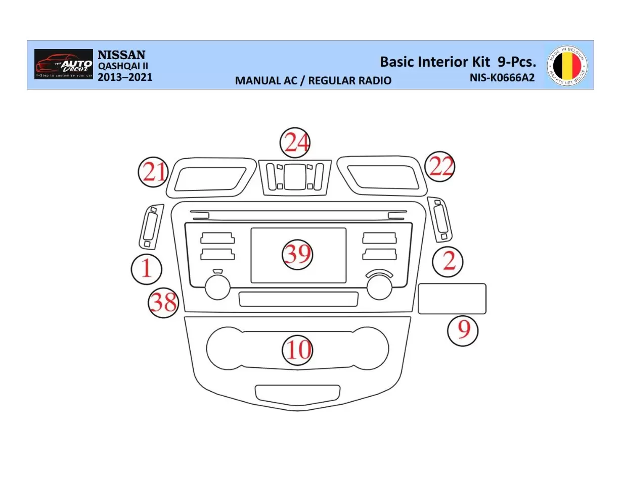 Nissan Qashqai 2018 Mittelkonsole Armaturendekor WHZ Cockpit Dekor 9 Teilige