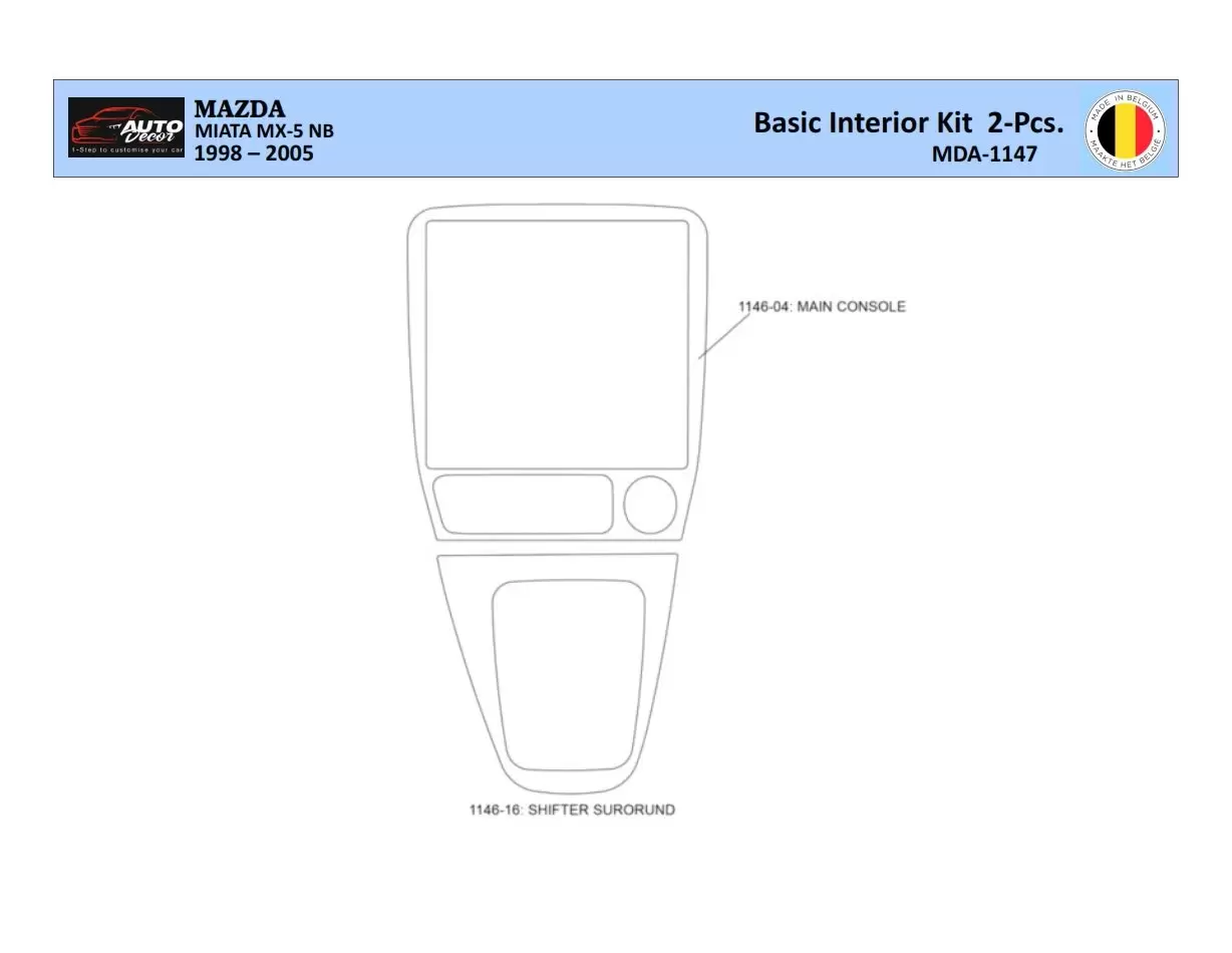 Mazda MX5 2000 Mittelkonsole Armaturendekor WHZ Cockpit Dekor 2 Teilige - 1- Cockpit Dekor Innenraum