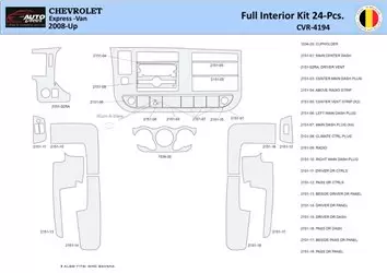 Chevrolet Express 2008-2020 Mittelkonsole Armaturendekor WHZ Cockpit Dekor 24 Teilige