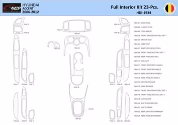 Hyundai Accent 2005-2011 Mittelkonsole Armaturendekor WHZ Cockpit Dekor 23 Teilige