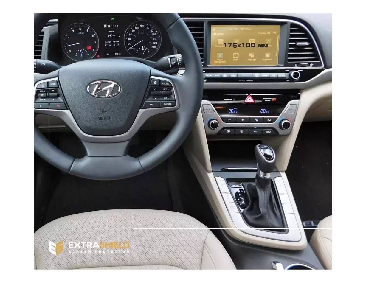 Hyundai Creta 2019 - ?.? Multimedia 8" DisplayschutzGlass Kratzfest Anti-Fingerprint Transparent - 1- Cockpit Dekor Innenraum