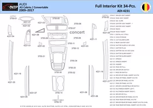Audi A5 Cabrio 2008–2016 Mittelkonsole Armaturendekor WHZ Cockpit Dekor 40 Teilige - 1- Cockpit Dekor Innenraum Audi A5 Cabrio 2008–2016 Mittelkonsole Armaturendekor WHZ Cockpit Dekor 40 Teilige - 1- Cockpit Dekor Innenraum