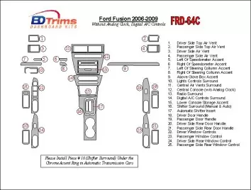 Ford Fusion 2006-2009 With Automatic Clock, Automatic A/C Controls BD innenausstattung armaturendekor cockpit dekor