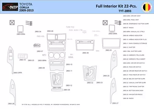 Toyota Corolla 2009 Mittelkonsole Armaturendekor WHZ Cockpit Dekor 22 Teilige - 1- Cockpit Dekor Innenraum Toyota Corolla 2009 Mittelkonsole Armaturendekor WHZ Cockpit Dekor 22 Teilige - 1- Cockpit Dekor Innenraum