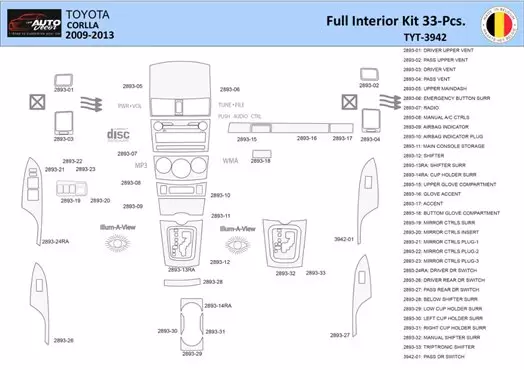 Toyota Corolla 2009 Mittelkonsole Armaturendekor WHZ Cockpit Dekor 33 Teilige - 1- Cockpit Dekor Innenraum Toyota Corolla 2009 Mittelkonsole Armaturendekor WHZ Cockpit Dekor 33 Teilige - 1- Cockpit Dekor Innenraum