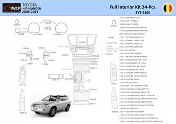 Toyota Highlander 2008-2013 Mittelkonsole Armaturendekor WHZ Cockpit Dekor 34 Teilige