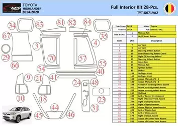 Toyota Highlander 2013-2016 Mittelkonsole Armaturendekor WHZ Cockpit Dekor 28 Teilige