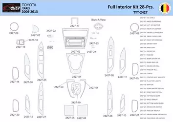 Toyota Yaris 2006-2013 Mittelkonsole Armaturendekor WHZ Cockpit Dekor 28 Teilige - 1- Cockpit Dekor Innenraum