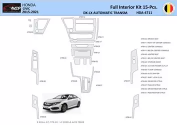 Honda Civic XI 2015-2021 Mittelkonsole Armaturendekor WHZ Cockpit Dekor 15 Teilige