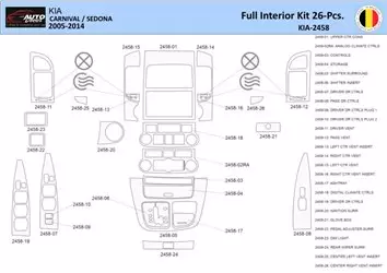 Kia Carnival 2005-2014 Mittelkonsole Armaturendekor WHZ Cockpit Dekor 26 Teilige