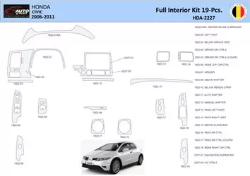 Honda Civic 2006-2011 Mittelkonsole Armaturendekor WHZ Cockpit Dekor 19 Teilige - 1- Cockpit Dekor Innenraum