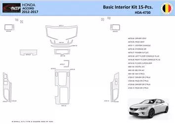 Honda Accord 2014-2022 Mittelkonsole Armaturendekor WHZ Cockpit Dekor 15 Teilige - 1- Cockpit Dekor Innenraum