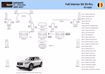 Infiniti FX S51 2009-2017 Mittelkonsole Armaturendekor WHZ Cockpit Dekor 25 Teilige