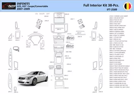 Infiniti G35 2007–2013 Sedan Mittelkonsole Armaturendekor WHZ Cockpit Dekor 38 Teilige - 1- Cockpit Dekor Innenraum