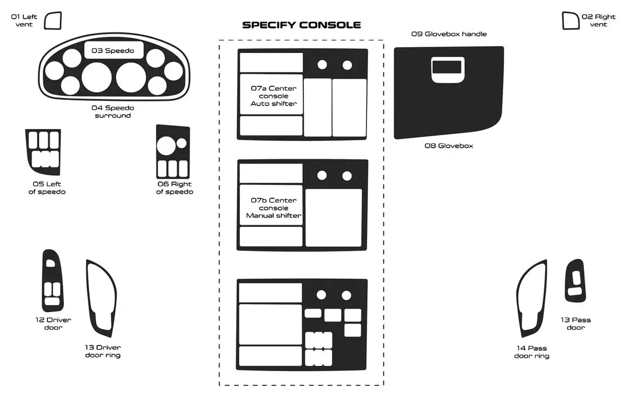 Peterbilt 348 2014–2022 Interieur Cabin Style Full Dash Trim Kit - 1- Cockpit Dekor Innenraum