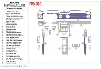 Ford Mustang 2005-2009 Soft roof-Coupe, Voll Satz BD innenausstattung armaturendekor cockpit dekor