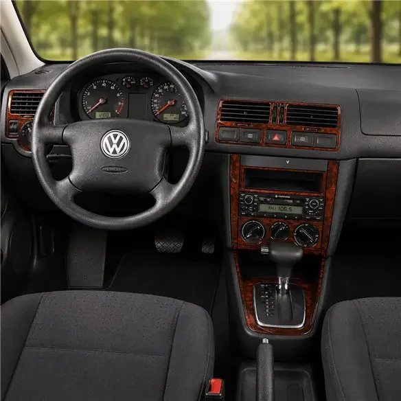 Volkswagen Jetta 1999-2004 Komplettset, Without glove-box 3D Armaturenbrett-Dekor-Set, 28 Teile