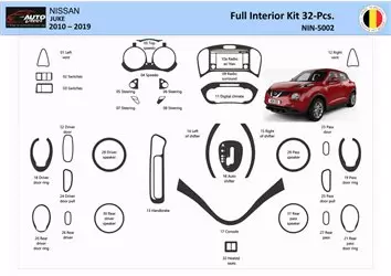 Nissan Juke 2011-2017 Mittelkonsole Armaturendekor Cockpit Dekor 32-Teile