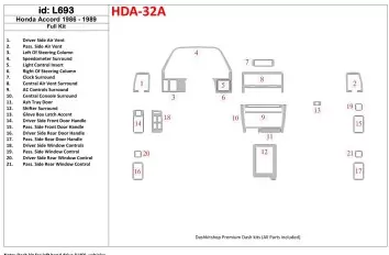 Honda Accord 1986-1989 Voll Satz BD innenausstattung armaturendekor cockpit dekor