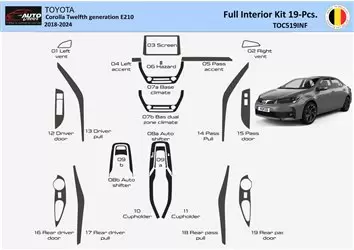 Toyota Corolla (Hatchback) 2019-2022 Mittelkonsole Armaturendekor WHZ Cockpit Dekor 19 Teilige - 1- Cockpit Dekor Innenraum