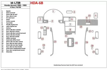 Honda Accord 1990-1993 4 Doors, Voll Satz, 25 Parts set BD innenausstattung armaturendekor cockpit dekor
