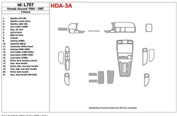 Honda Accord 1994-1997 4 Doors, Voll Satz, 21 Parts set BD innenausstattung armaturendekor cockpit dekor