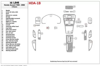 Honda Accord 1998-2000 2 Doors Voll Satz, 26 Parts set, BD innenausstattung armaturendekor cockpit dekor