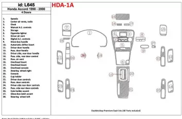 Honda Accord 1998-2000 4 Doors, Voll Satz, 28 Parts set BD innenausstattung armaturendekor cockpit dekor