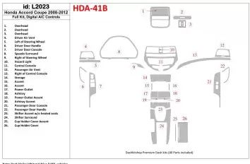 Honda Accord 2008-2012 Voll Satz, 2 Doors (Coupe), Automatic AC Control BD innenausstattung armaturendekor cockpit dekor - 1- Co