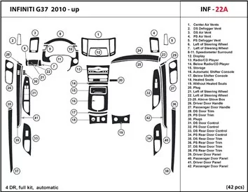 Infiniti G37x Sedan 2009-2009 Voll Satz, Automatic Gear, Without NAVI BD innenausstattung armaturendekor cockpit dekor