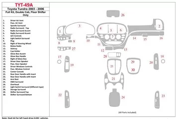 Toyota Tundra 2003-2006 Voll Satz, Double Cab BD innenausstattung armaturendekor cockpit dekor