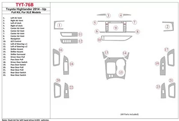 Toyota Highlander 2014-UP Voll Satz, fits XLE Models BD innenausstattung armaturendekor cockpit dekor
