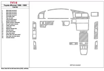 Toyota 4 Runner 1990-1995 Voll Satz, 19Parts set BD innenausstattung armaturendekor cockpit dekor