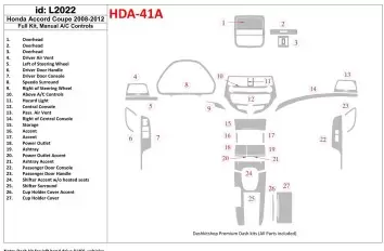 Honda Accord 2008-2012 Voll Satz, 2 Doors (Coupe), Manual Gearbox AC Control BD innenausstattung armaturendekor cockpit dekor - 