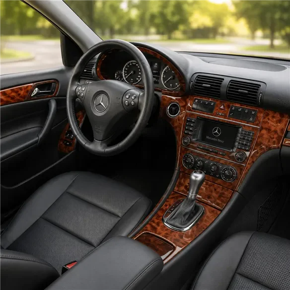Mercedes Benz C Class 2005-2007 Komplettset, 4-Türer Coupé, mit elektrischen Sitzen 3D Armaturenbrett-Dekor-Set