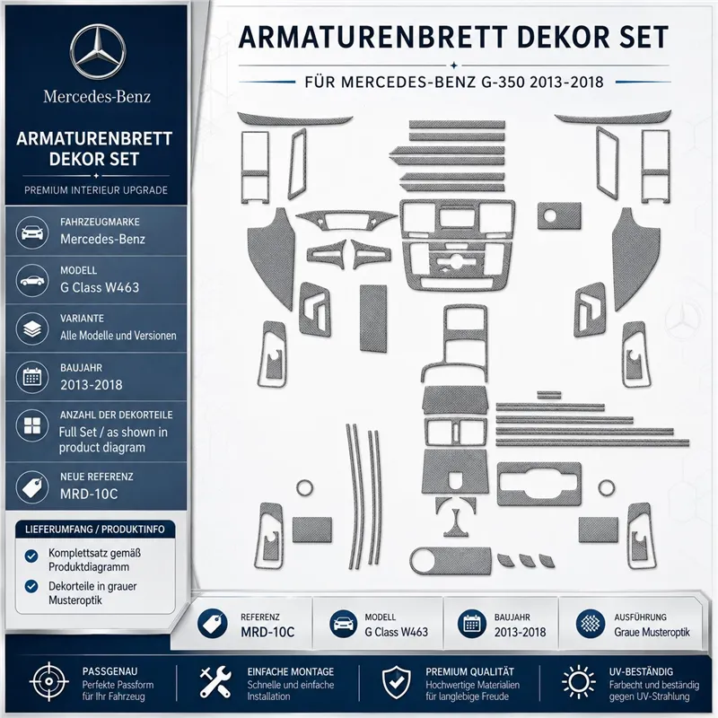 Mercedes Benz G Class W463 2013-2018 Komplettset, OEM-konform 3D Armaturenbrett-Dekor-Set