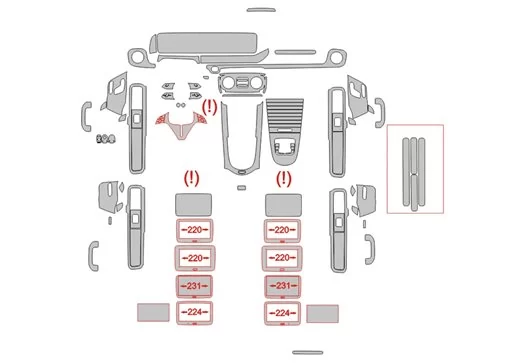 Mercedes-Benz G-Klasse W465 2024 – Schnittvorlage für Innenraumfolierung Mercedes-Benz G-Klasse W465 2024 – Schnittvorlage für Innenraumfolierung