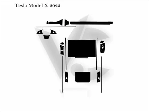 Schneidevorlage für die Innenraumfolie des Tesla Model X 2021 Schneidevorlage für die Innenraumfolie des Tesla Model X 2021