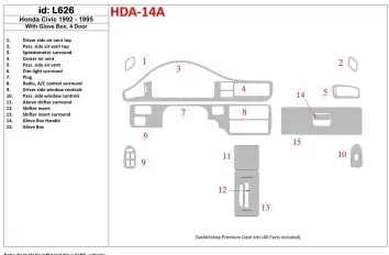 Honda Civic 1992-1995 2 Doors, With glowe-box BD innenausstattung armaturendekor cockpit dekor