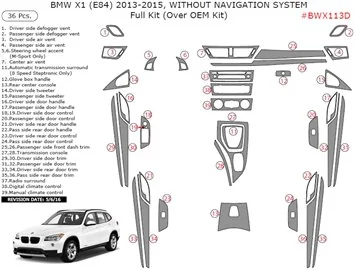 BMW X1 E84 2009–2015 Mittelkonsole Armaturendekor Cockpit Dekor 36-Teile BMW X1 E84 2009–2015 Mittelkonsole Armaturendekor Cockpit Dekor 36-Teile