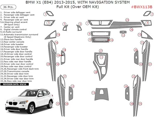 BMW X1 E84 2009–2015 NAVI Mittelkonsole Armaturendekor Cockpit Dekor 30-Teile BMW X1 E84 2009–2015 NAVI Mittelkonsole Armaturendekor Cockpit Dekor 30-Teile