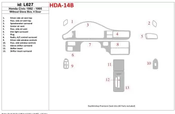 Honda Civic 1992-1995 2 Doors, Without glowe-box BD innenausstattung armaturendekor cockpit dekor